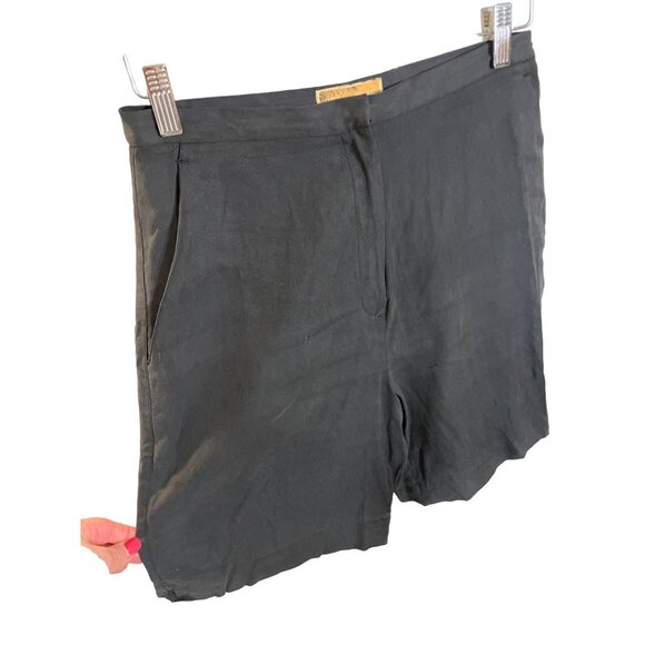 Vintage 90s Bobby Chan Black Silk Blend High Waisted Shorts Sz 8 - Picture 3 of 7